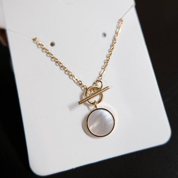 3/$35 Round Shell Gold Necklace - Picture 3 of 7